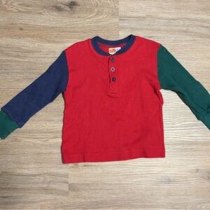 McDonald's Red Long Sleeve Kids Tee with Blue and Green Sleeves